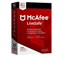 McAfee Live Safe Security Unlimited Devices 1 Year